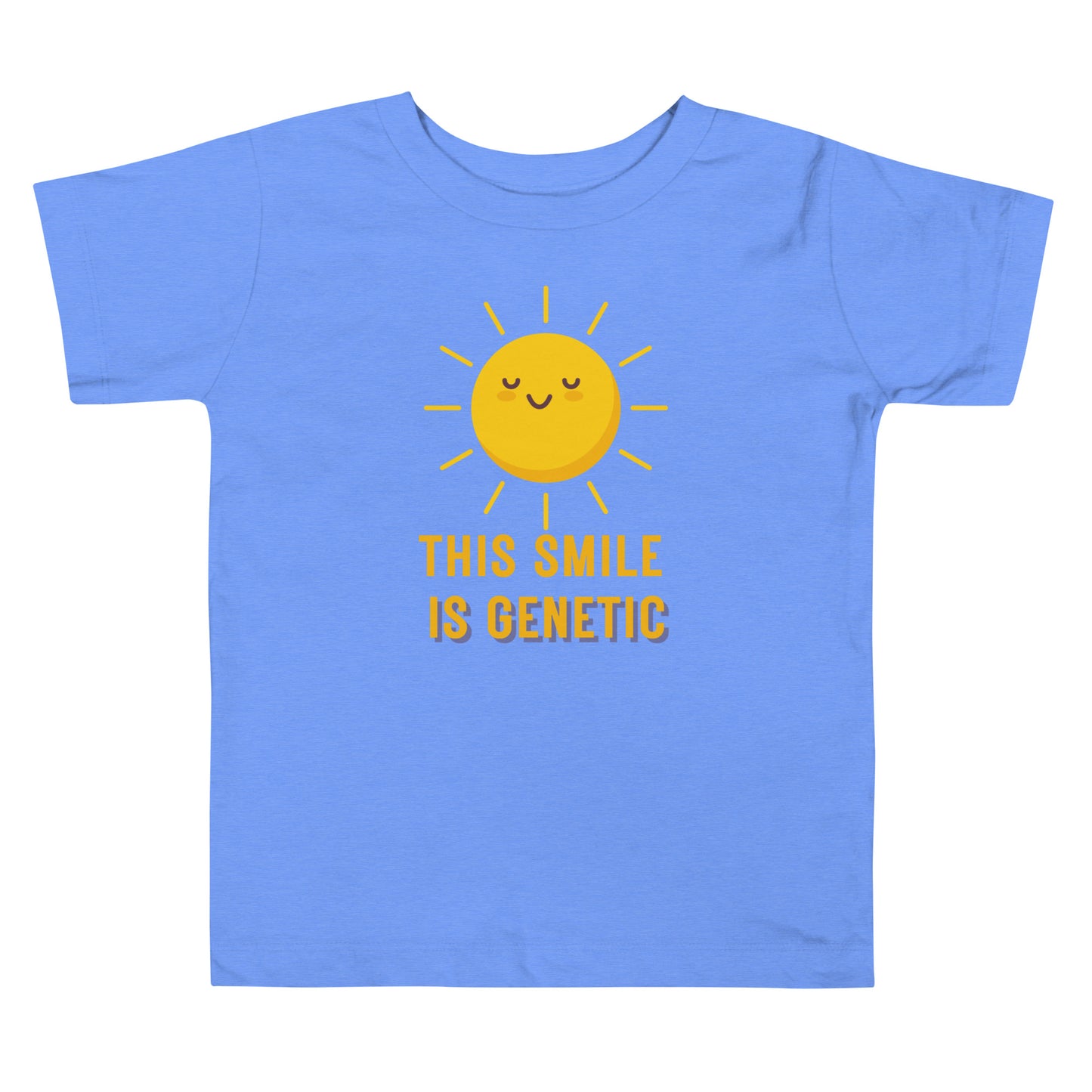 Graphic toddler tee, with "This Smile is Genetic" slogan celebrating extra chromosome joy