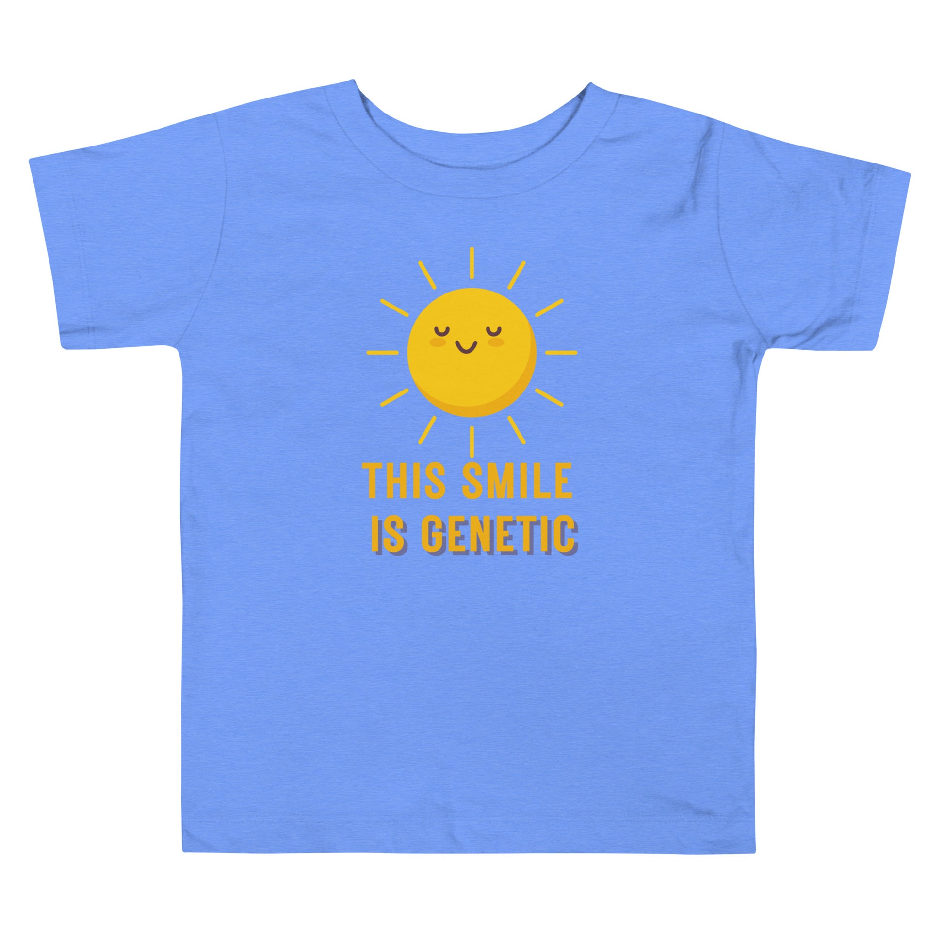 Graphic toddler tee, with "This Smile is Genetic" slogan celebrating extra chromosome joy
